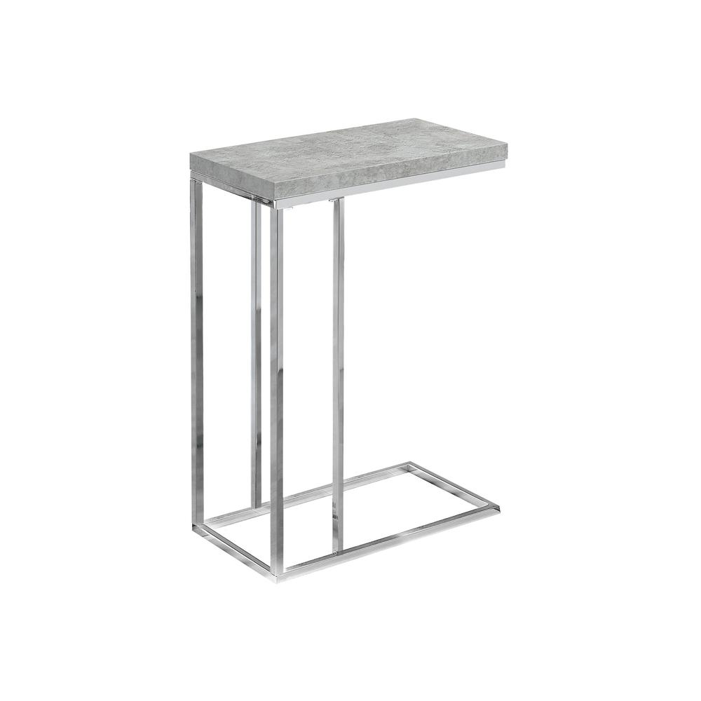 Accent Table, C-shaped, End, Side, Snack, Living Room, Bedroom, Grey Laminate. Picture 1