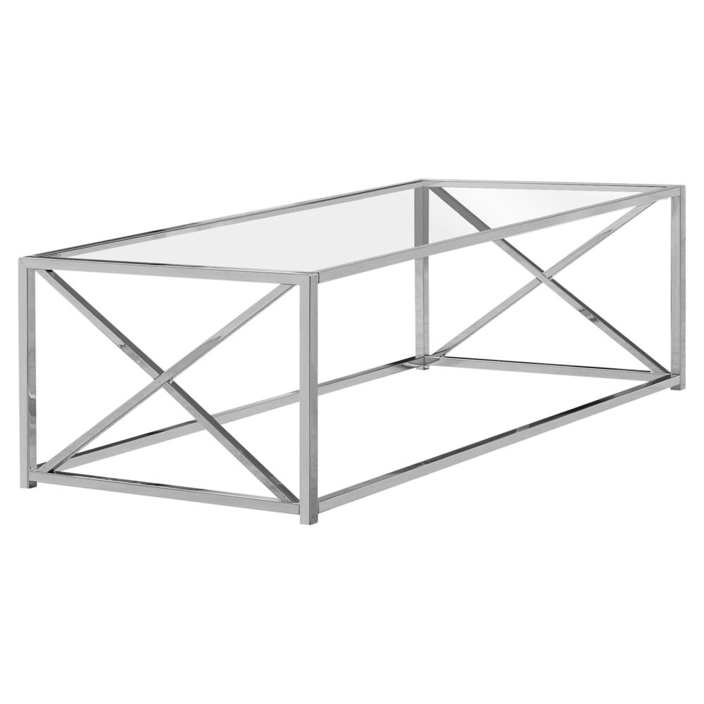 Coffee Table, Accent, Cocktail, Rectangular, Living Room, 44L, Clear Tempered. Picture 1