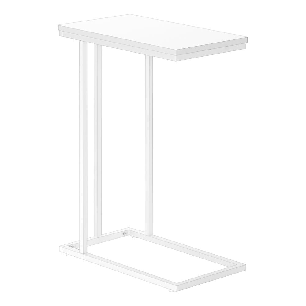 Accent Table, C-shaped, End, Side, Snack, Living Room, Bedroom, White Laminate,. Picture 1