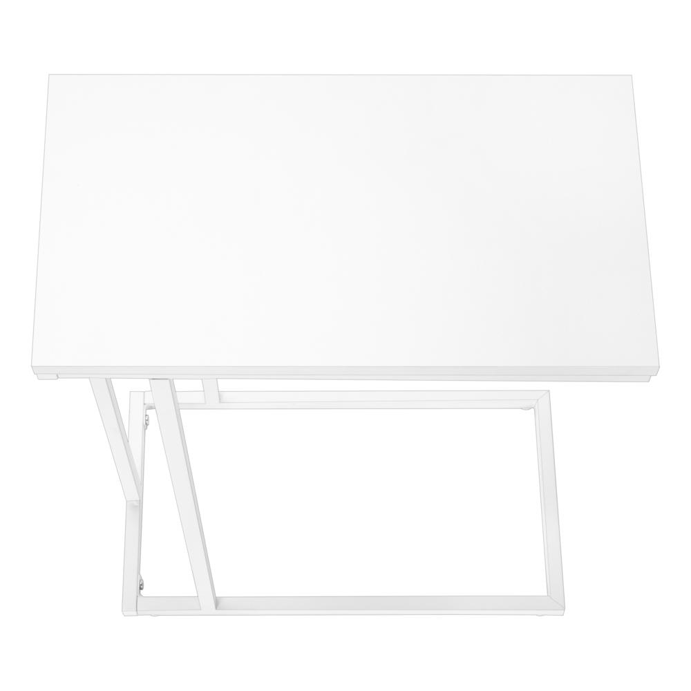 Accent Table, C-shaped, End, Side, Snack, Living Room, Bedroom, White Laminate,. Picture 5
