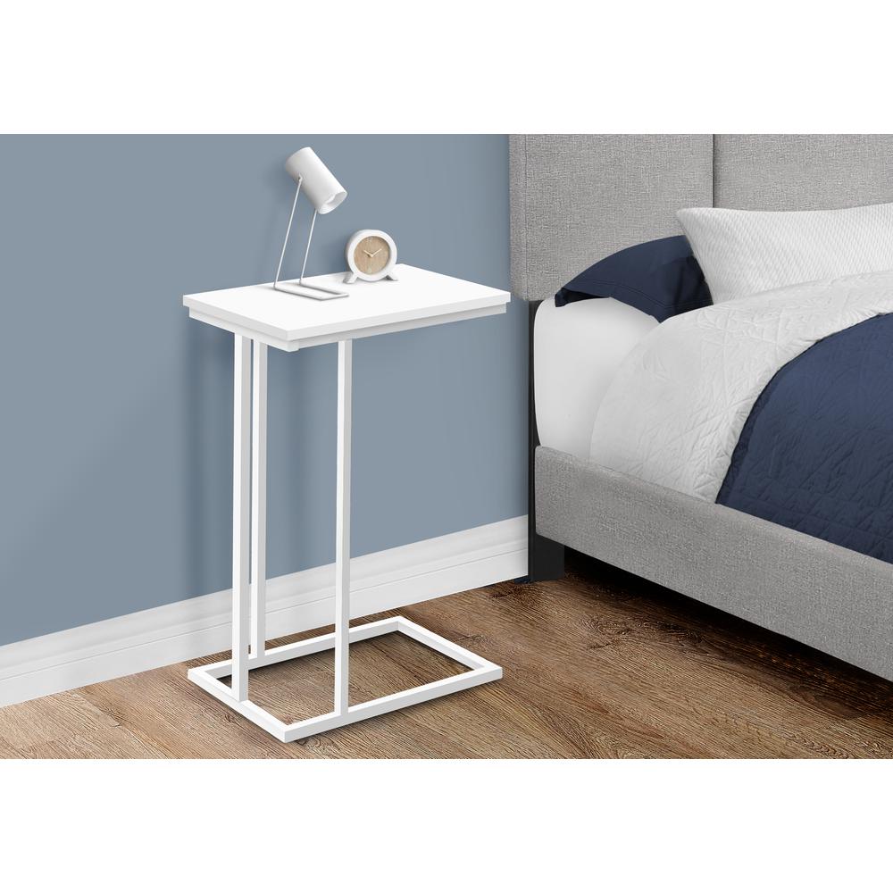 Accent Table, C-shaped, End, Side, Snack, Living Room, Bedroom, White Laminate,. Picture 9