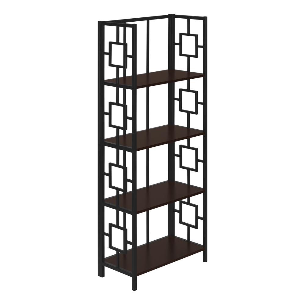 Bookshelf, Bookcase, Etagere, 4 Tier, 62H, Office, Bedroom, Brown Laminate. Picture 1