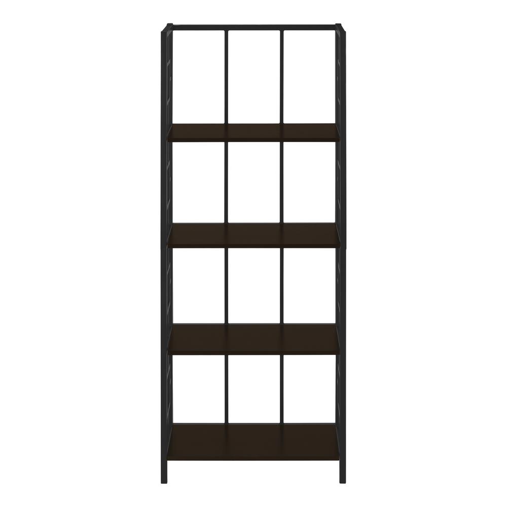Bookshelf, Bookcase, Etagere, 4 Tier, 62H, Office, Bedroom, Brown Laminate. Picture 2