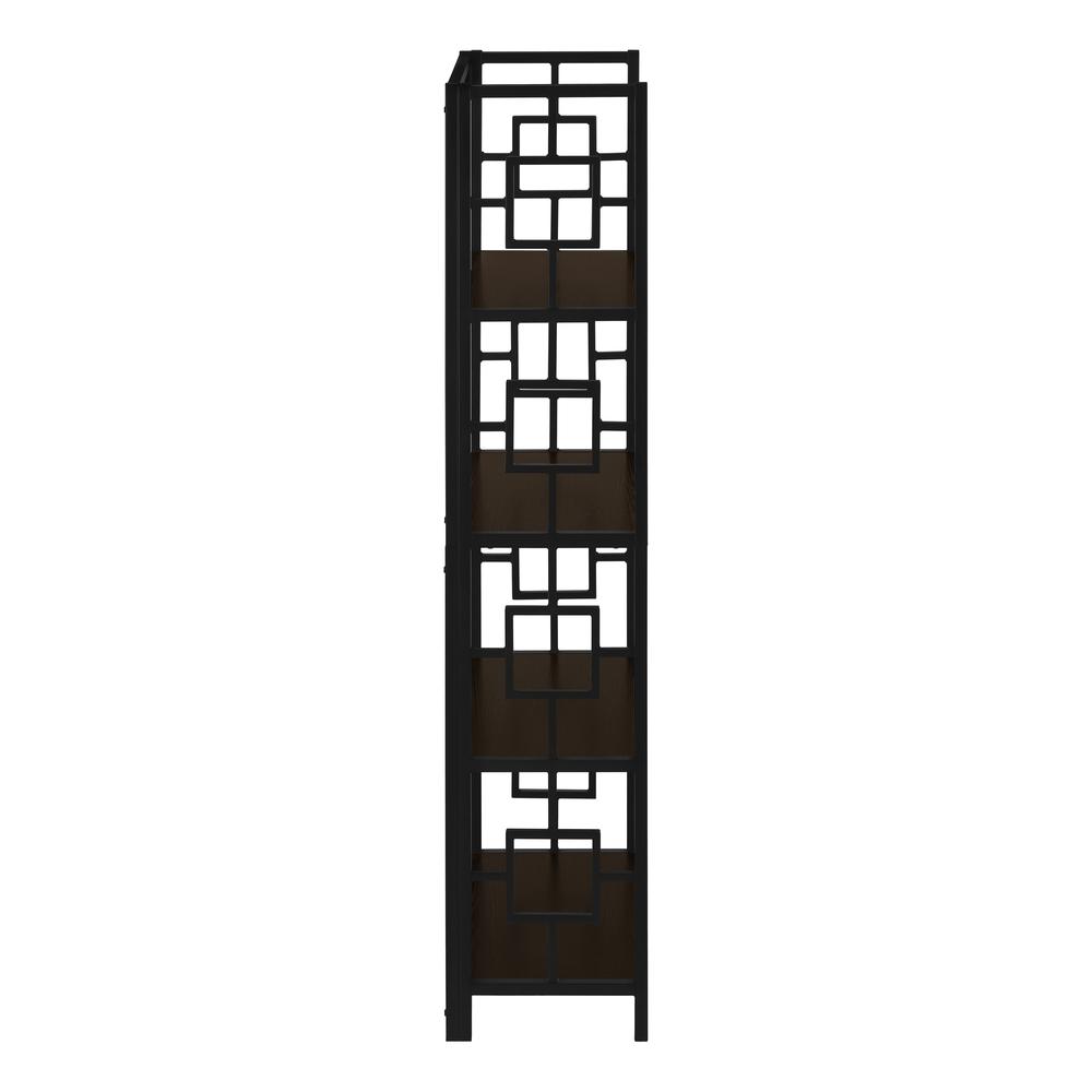 Bookshelf, Bookcase, Etagere, 4 Tier, 62H, Office, Bedroom, Brown Laminate. Picture 3
