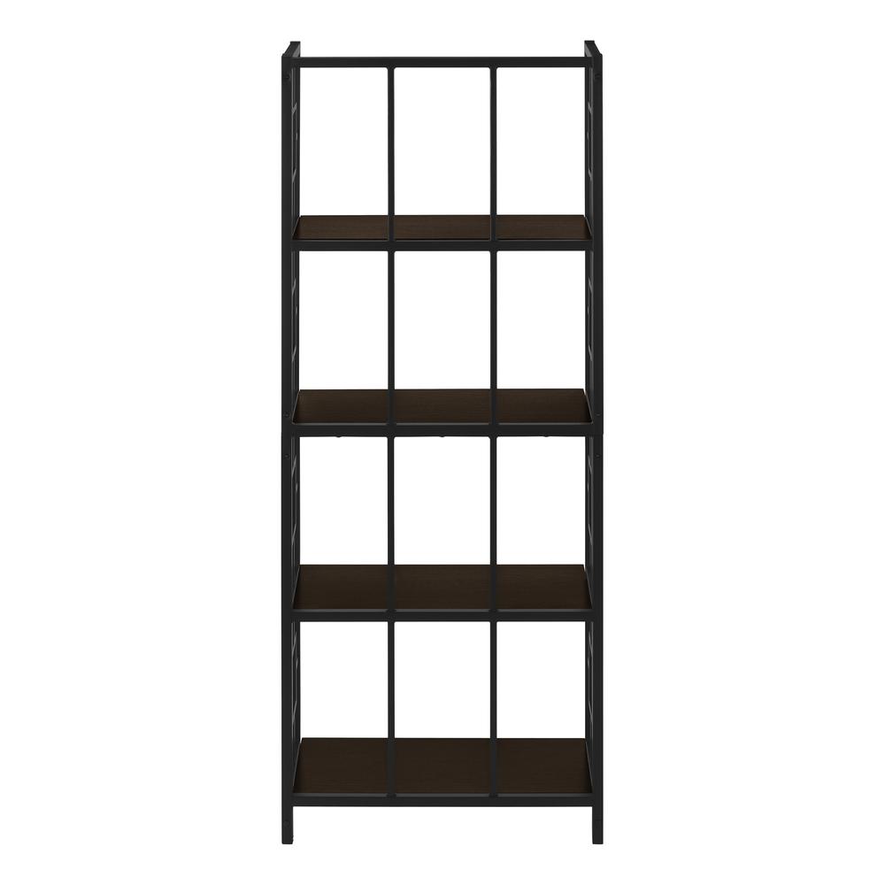 Bookshelf, Bookcase, Etagere, 4 Tier, 62H, Office, Bedroom, Brown Laminate. Picture 4