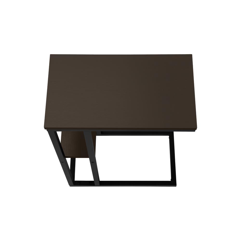 Accent Table, C-shaped, End, Side, Snack, Living Room, Bedroom, Brown Laminate. Picture 5