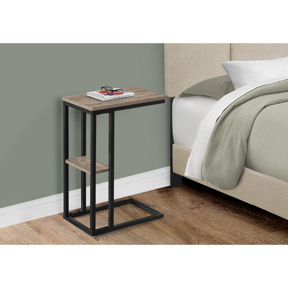 Accent Table, C-shaped, End, Side, Snack, Living Room, Bedroom, Brown Laminate. Picture 9