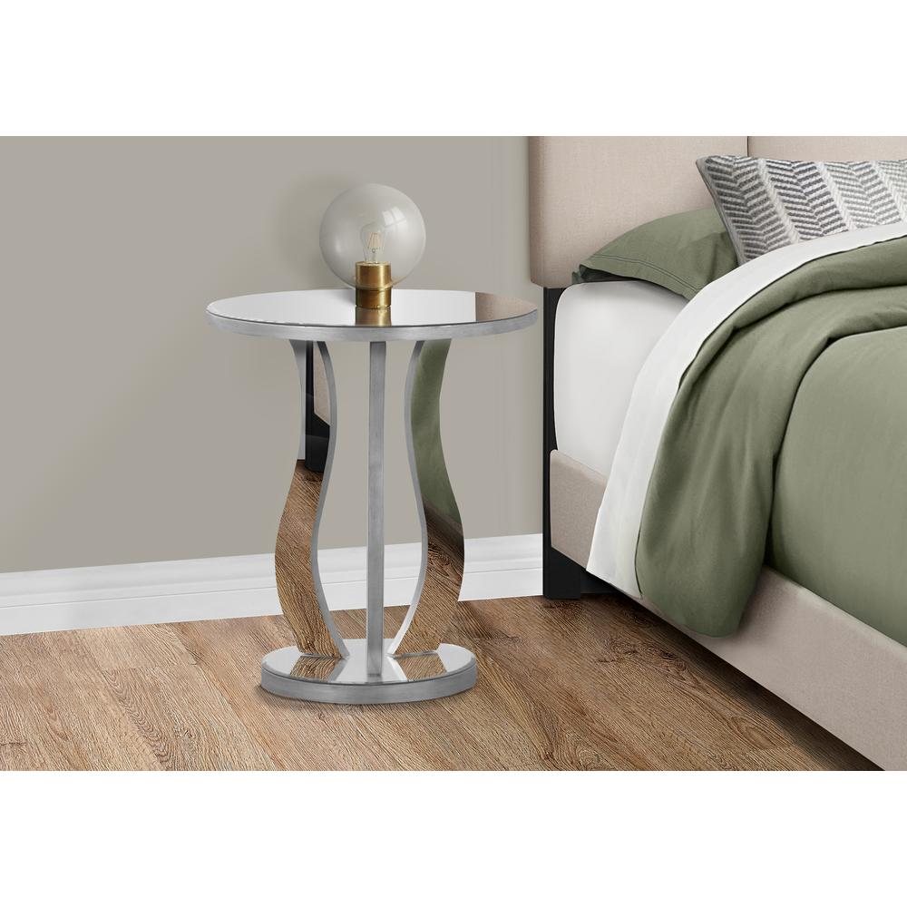 Accent Table, Side, End, Nightstand, Lamp, Living Room, Bedroom, Clear Mirror. Picture 3