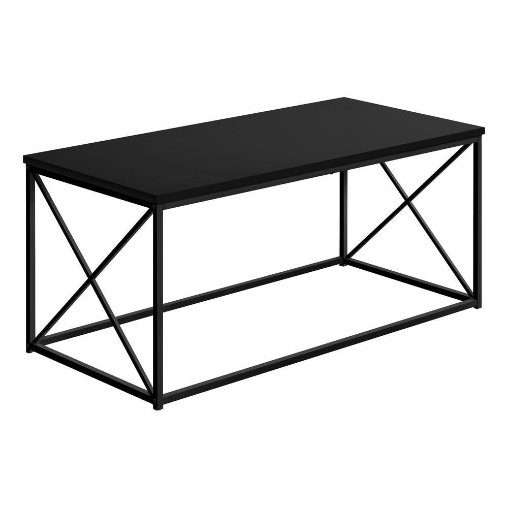 Coffee Table, Accent, Cocktail, Rectangular, Living Room, 40L, Black Laminate. Picture 1