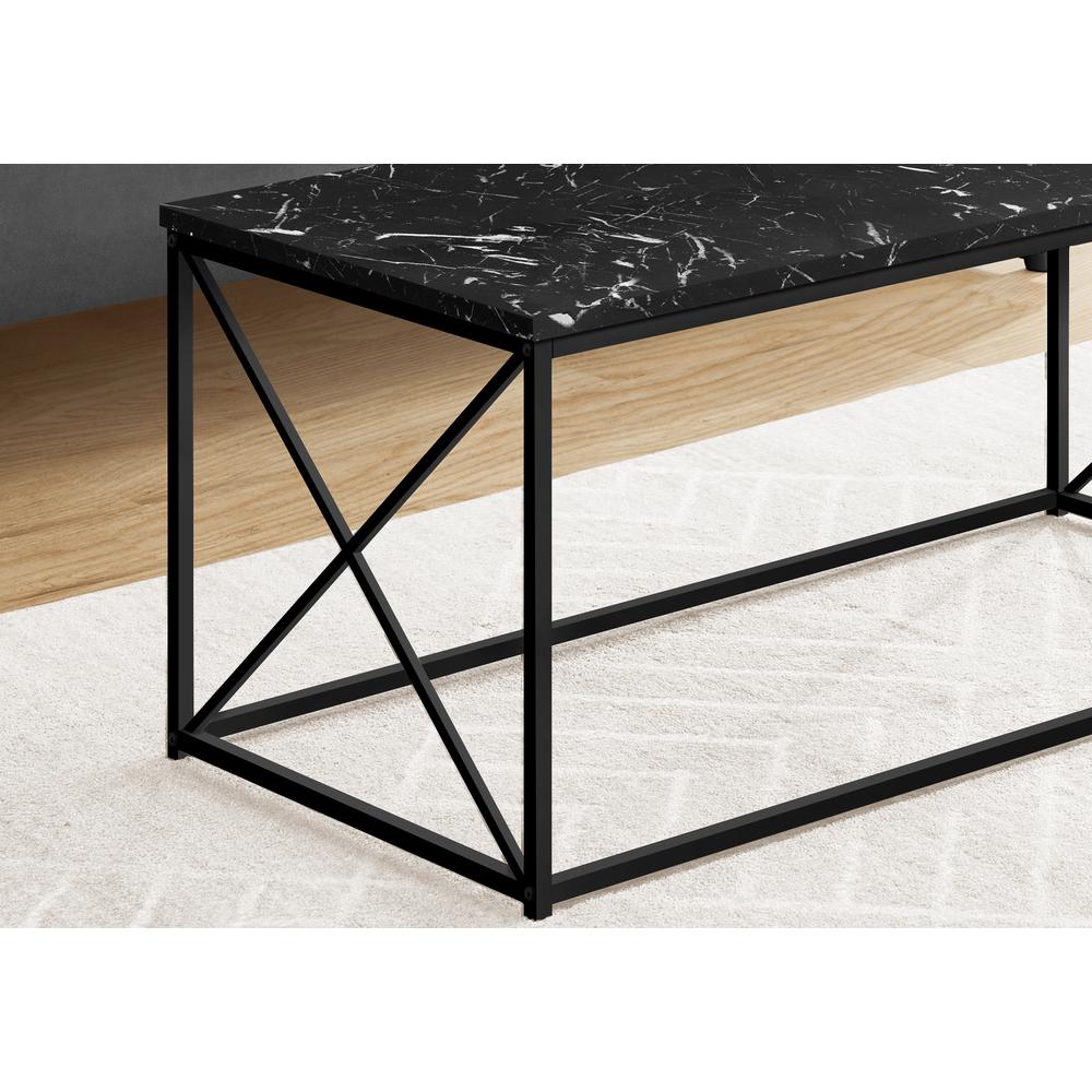 Coffee Table, Accent, Cocktail, Rectangular, Living Room, 40L, Black Marble. Picture 3