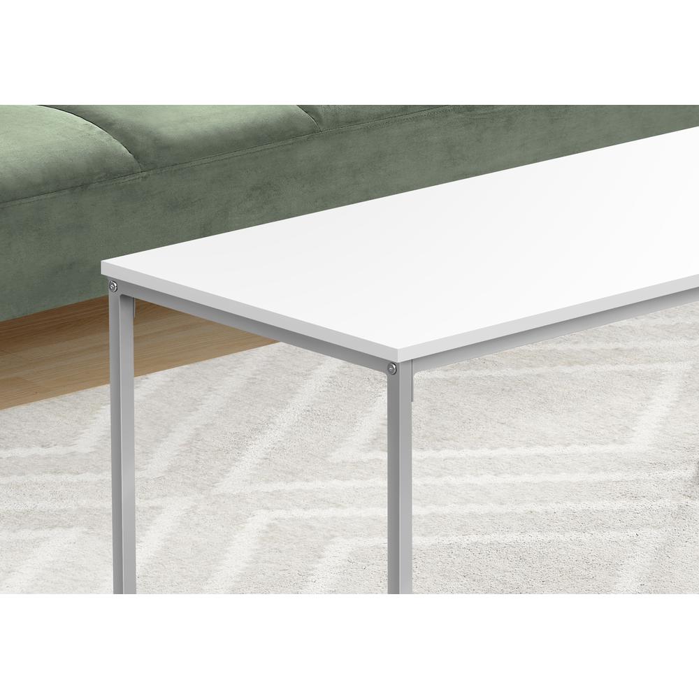 Coffee Table, Accent, Cocktail, Rectangular, Living Room, 40L, White Laminate. Picture 3