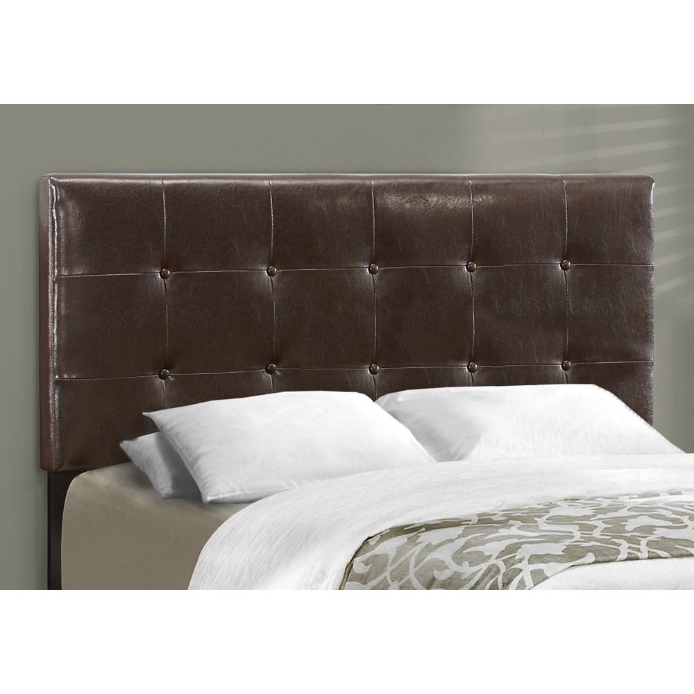 Bed, Full Size, Bedroom, Upholstered, Brown Leather Look, Transitional. Picture 3