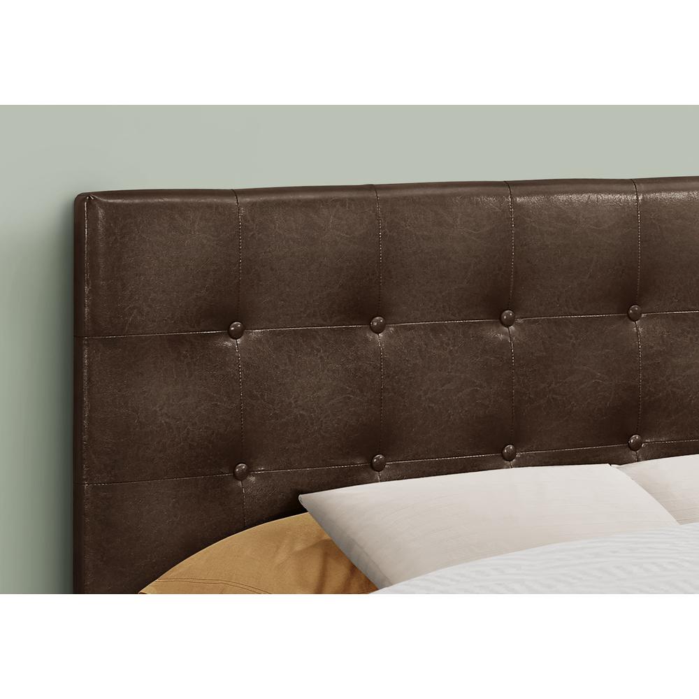 Bed, Headboard Only, Full Size, Bedroom, Upholstered, Brown Leather Look. Picture 3