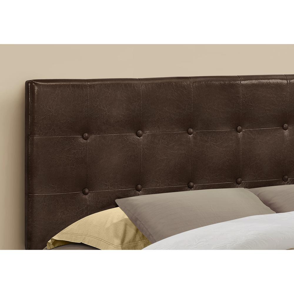 Bed, Headboard Only, Queen Size, Bedroom, Upholstered, Brown Leather Look. Picture 3