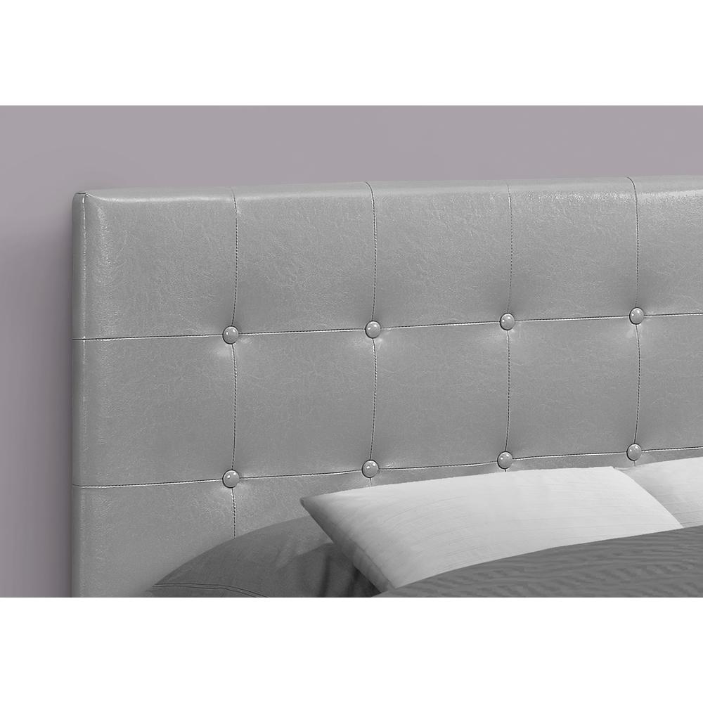 Bed, Headboard Only, Full Size, Bedroom, Upholstered, Grey Leather Look. Picture 3