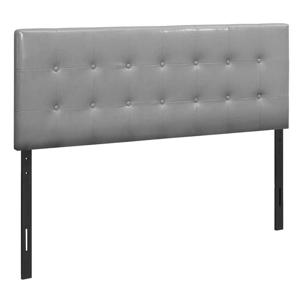 Bed, Headboard Only, Queen Size, Bedroom, Upholstered, Grey Leather Look. Picture 1