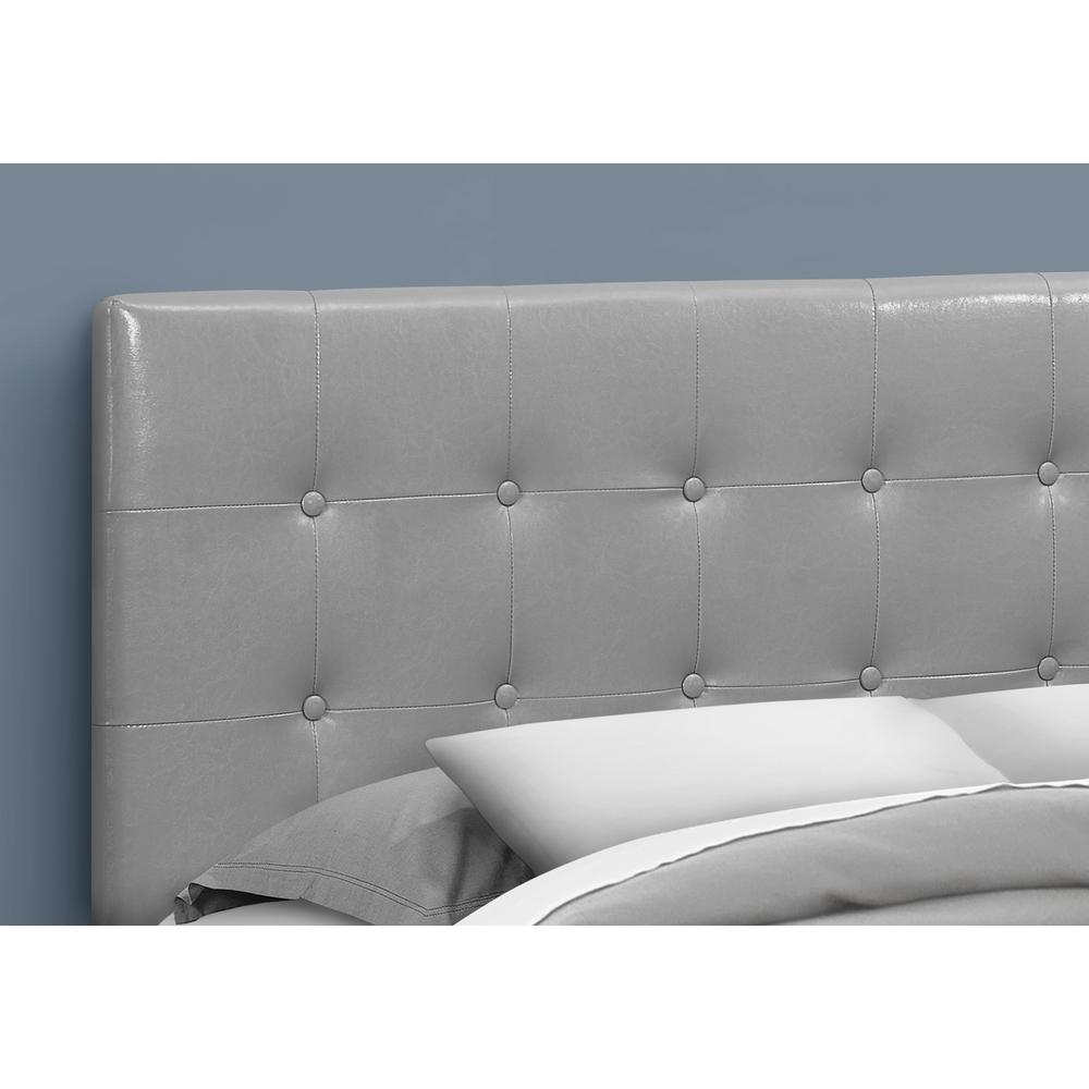 Bed, Headboard Only, Queen Size, Bedroom, Upholstered, Grey Leather Look. Picture 3