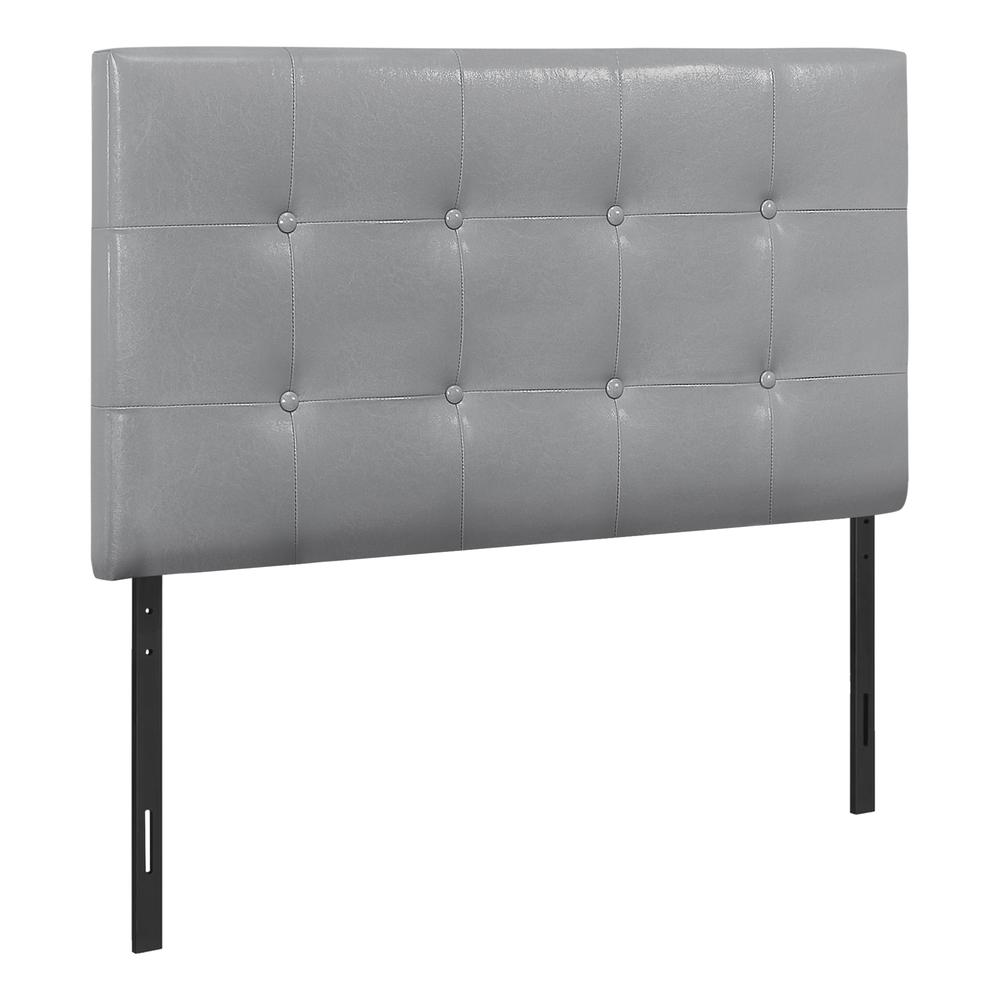 Bed, Headboard Only, Twin Size, Bedroom, Upholstered, Grey Leather Look. Picture 1