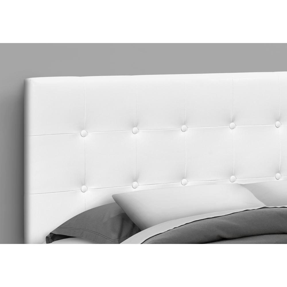 Bed, Headboard Only, Queen Size, Bedroom, Upholstered, White Leather Look. Picture 3