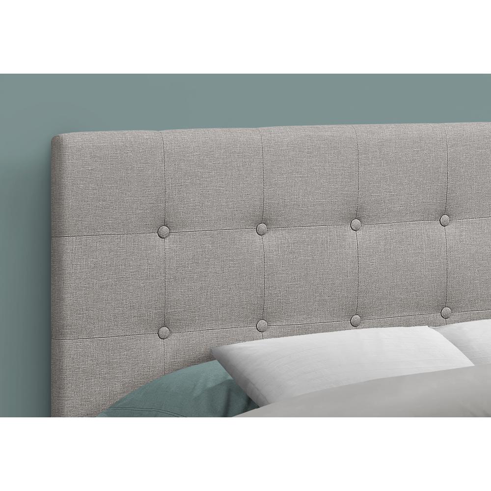 Bed, Headboard Only, Full Size, Bedroom, Upholstered, Grey Linen Look. Picture 3