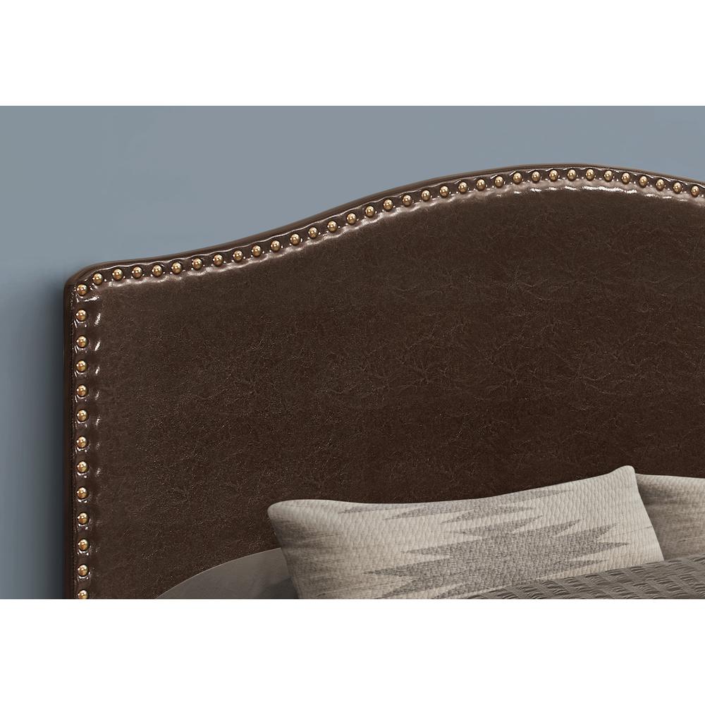 Bed, Headboard Only, Queen Size, Bedroom, Upholstered, Brown Leather Look. Picture 3