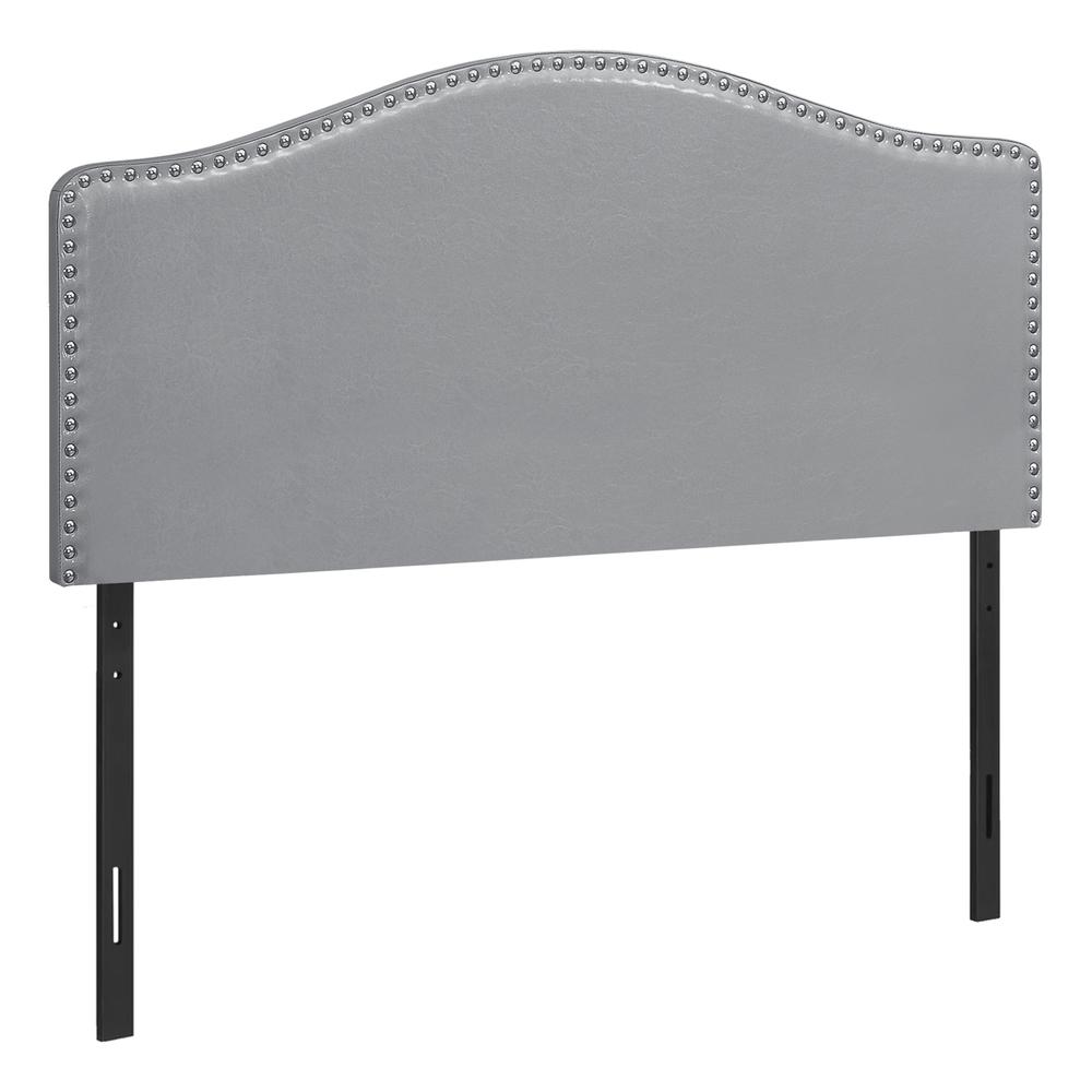 Bed, Headboard Only, Full Size, Bedroom, Upholstered, Grey Leather Look. Picture 1