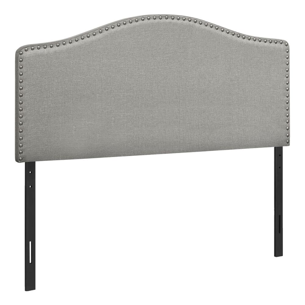 Bed, Headboard Only, Full Size, Bedroom, Upholstered, Grey Linen Look. Picture 1