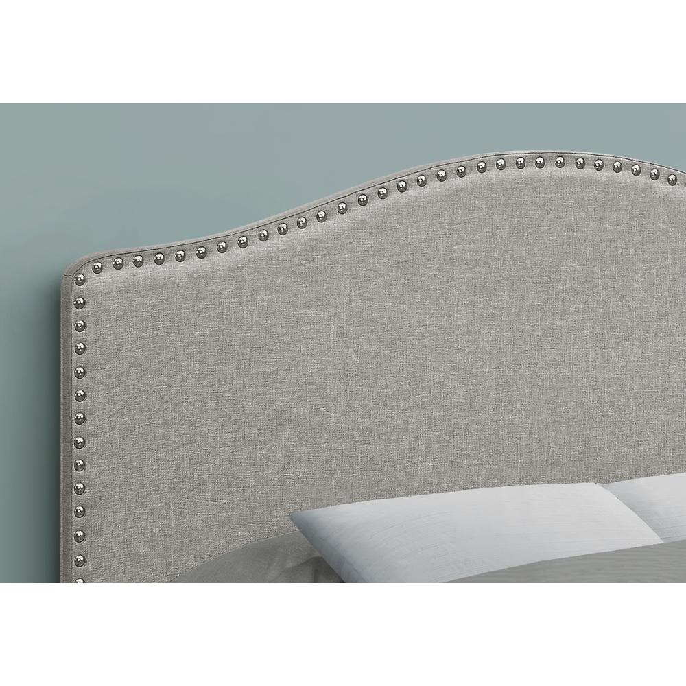 Bed, Headboard Only, Full Size, Bedroom, Upholstered, Grey Linen Look. Picture 3