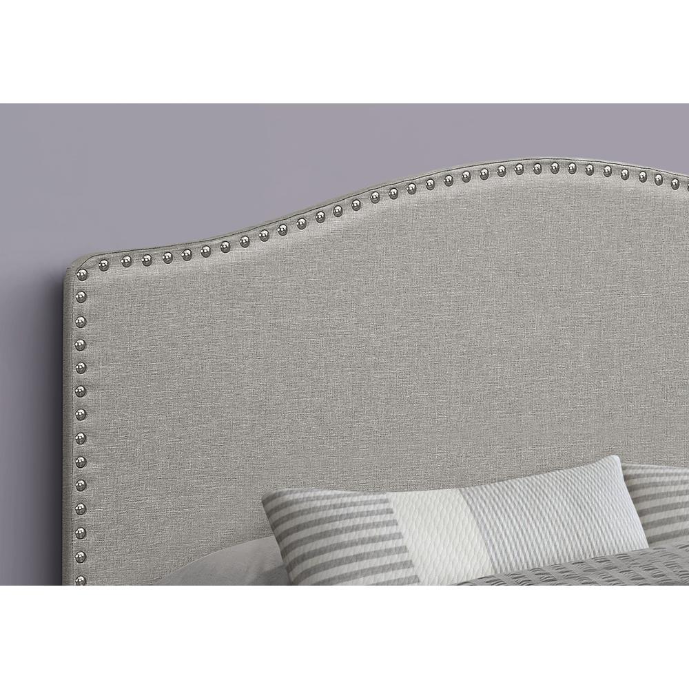 Bed, Headboard Only, Queen Size, Bedroom, Upholstered, Grey Linen Look. Picture 3