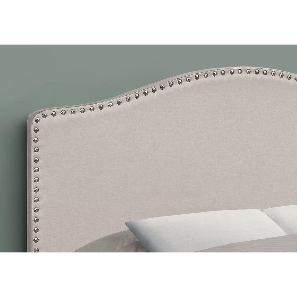 Bed, Headboard Only, Full Size, Bedroom, Upholstered, Beige Linen Look. Picture 3