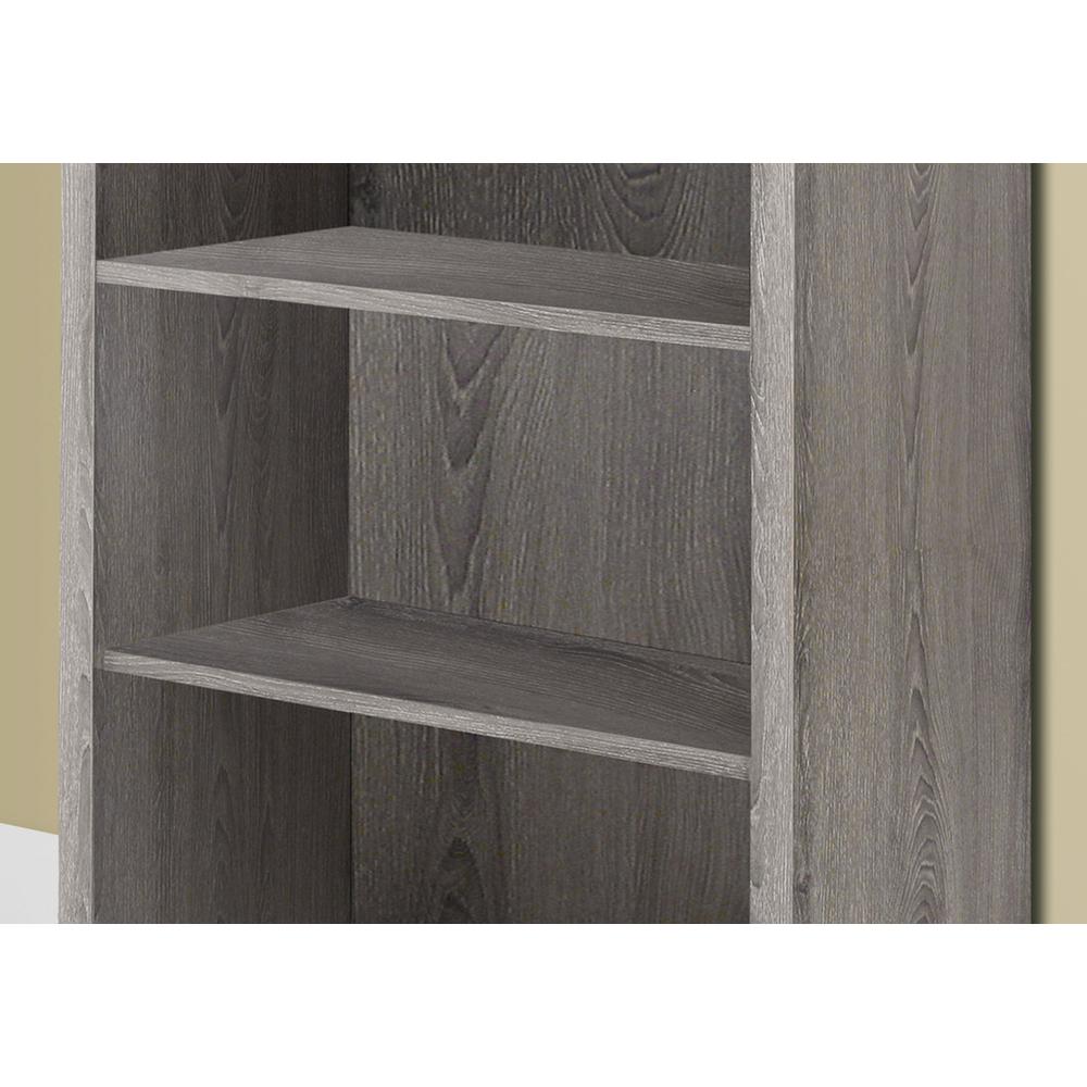 Bookshelf, Bookcase, Etagere, 5 Tier, 48H, Office, Bedroom, Brown Laminate. Picture 3
