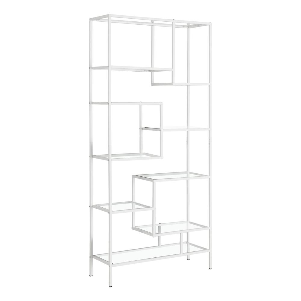 Bookshelf, Bookcase, Etagere, 72H, Office, Bedroom, Clear Tempered Glass. Picture 1