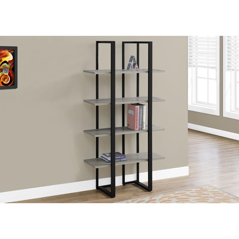 Bookshelf, Bookcase, Etagere, 4 Tier, 60H, Office, Bedroom, Brown Laminate. Picture 3