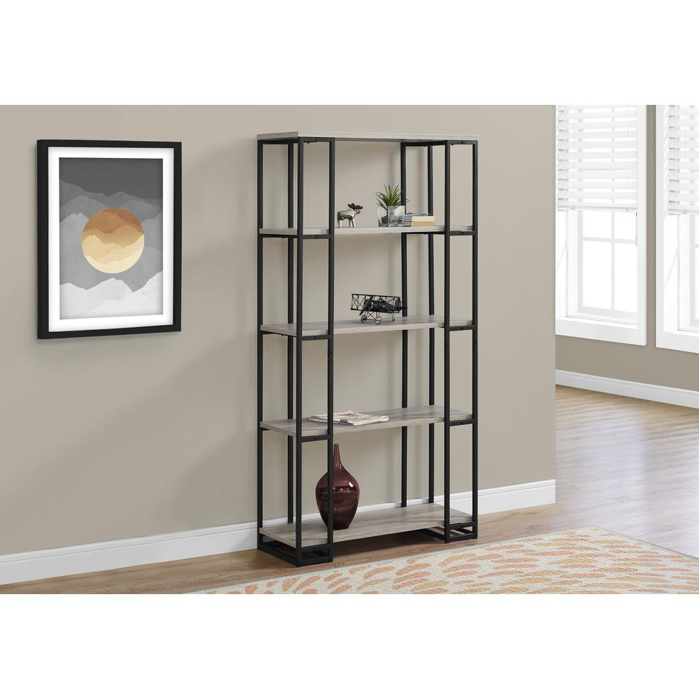 Bookshelf, Bookcase, Etagere, 5 Tier, 60H, Office, Bedroom, Brown Laminate. Picture 3