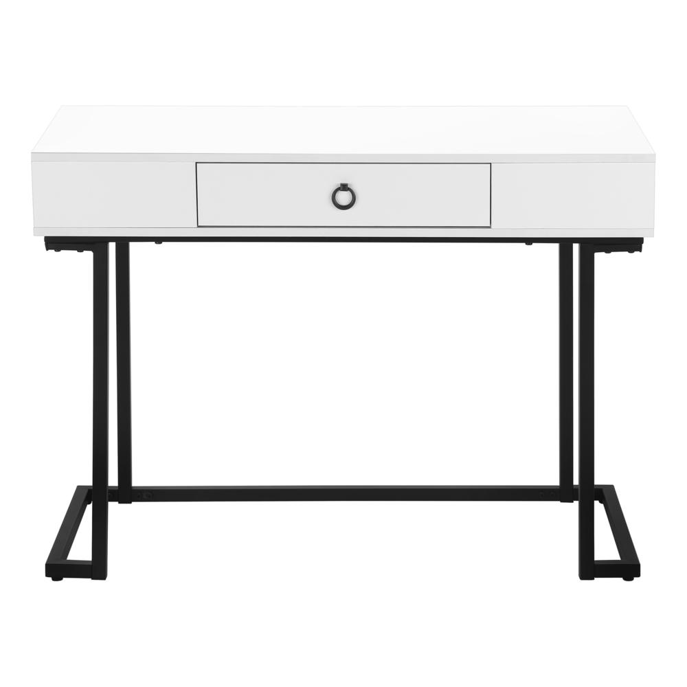 Computer Desk, Home Office, Laptop, Storage Drawers, 42L, Work, Glossy White. Picture 2