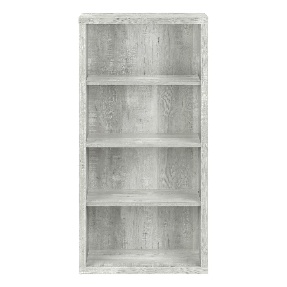 Bookshelf, Bookcase, Etagere, 5 Tier, 48H, Office, Bedroom, Grey Laminate. Picture 2