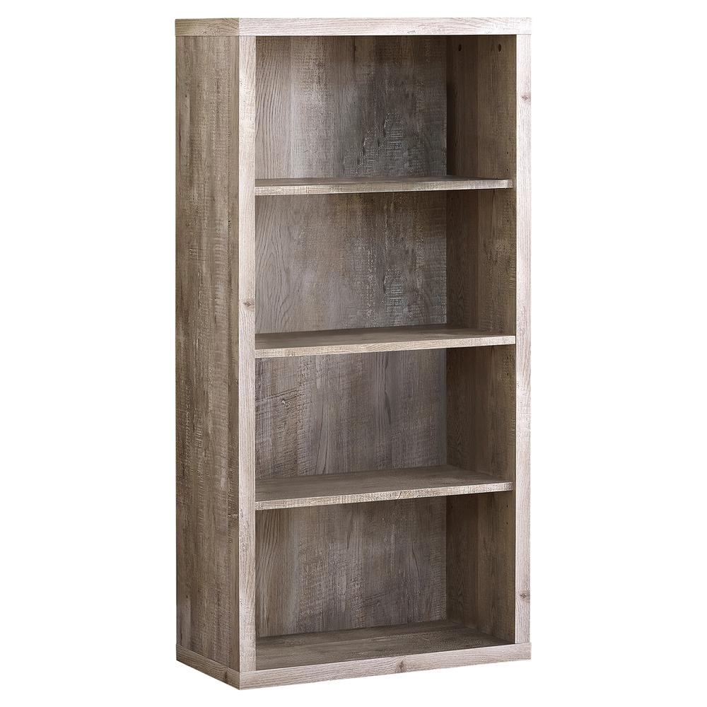 Bookshelf, Bookcase, Etagere, 5 Tier, 48H, Office, Bedroom, Beige Laminate. Picture 1