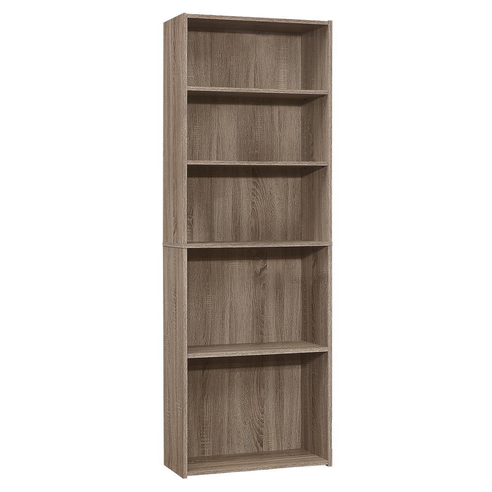 Bookshelf, Bookcase, 6 Tier, 72H, Office, Bedroom, Brown Laminate, Transitional. Picture 1