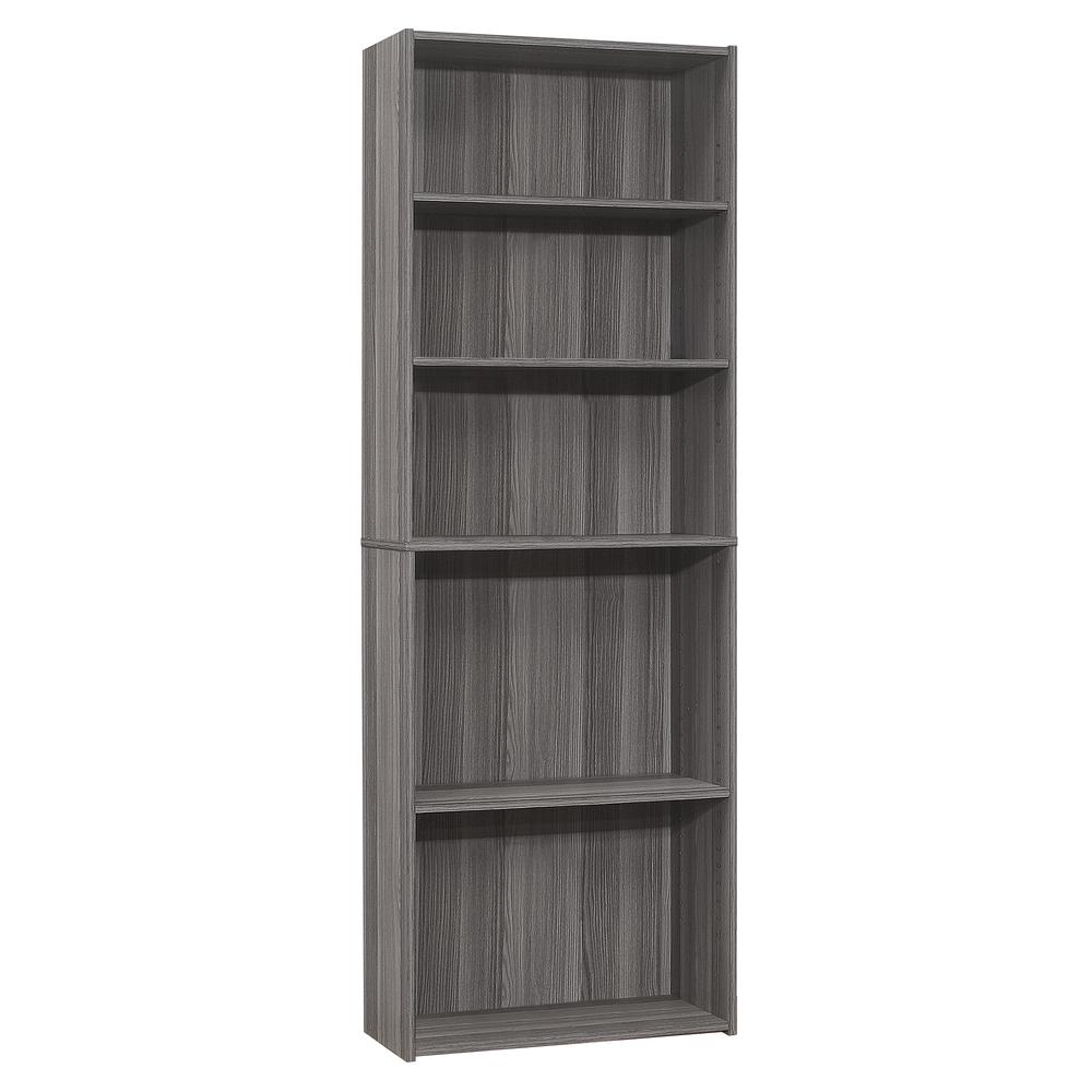 ="Bookshelf, Bookcase, 6 Tier, 72""H, Office, Bedroom, Grey Laminate, Transitio. Picture 1