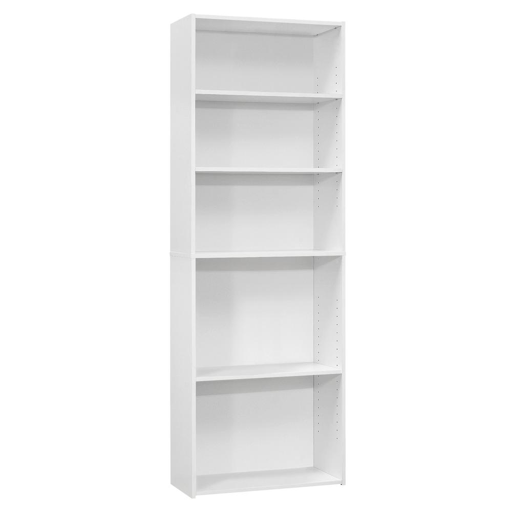 Bookshelf, Bookcase, 6 Tier, 72H, Office, Bedroom, White Laminate, Transitional. Picture 1