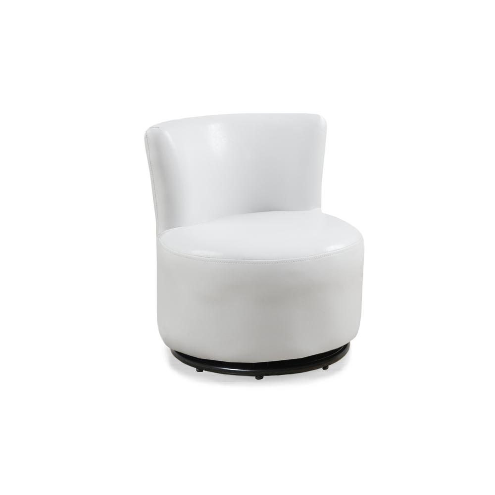 Juvenile Chair, Accent, Kids, Swivel, Upholstered, White Leather Look. Picture 1