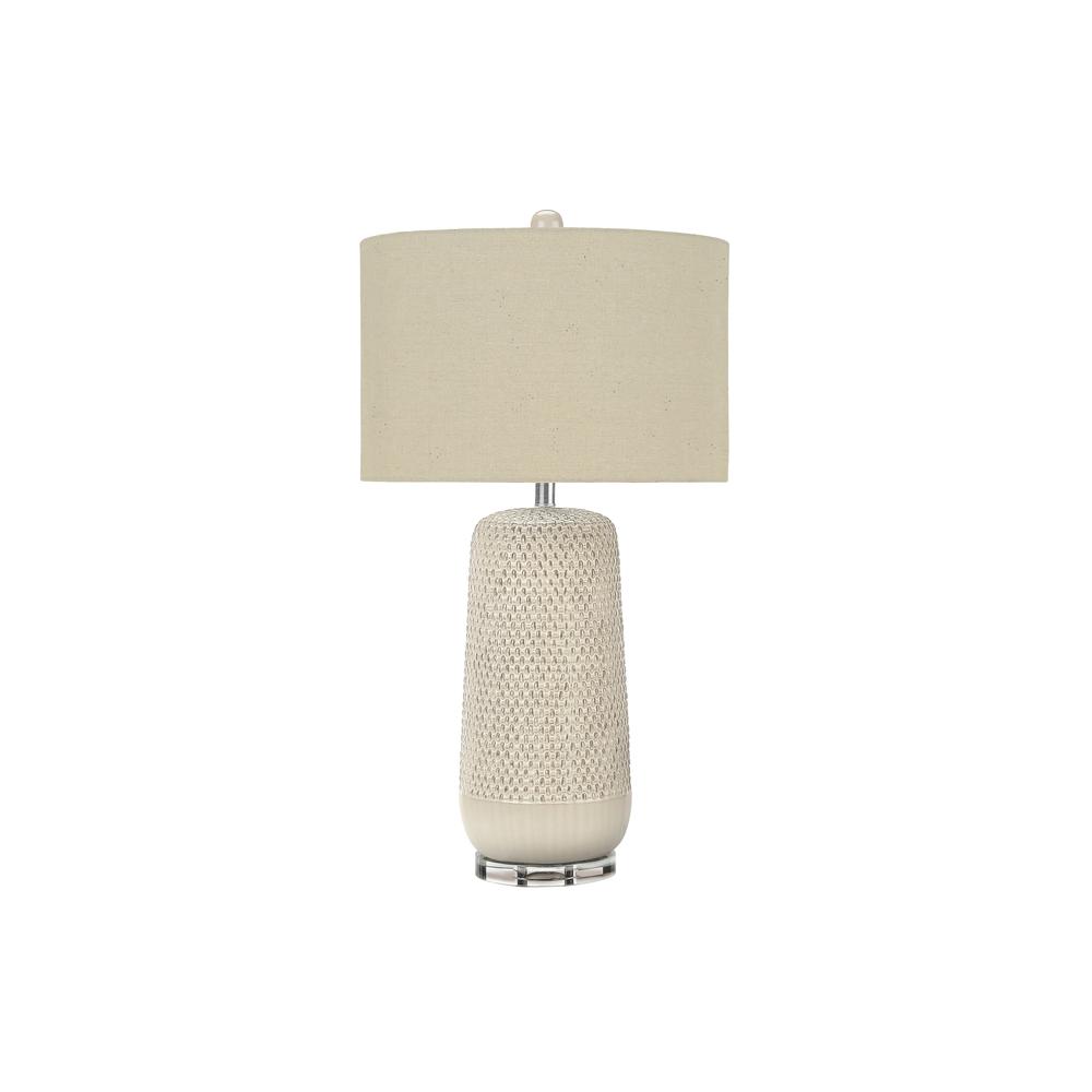 Lighting, 31"H, Table Lamp, Cream Ceramic, Beige Shade, Contemporary. Picture 1