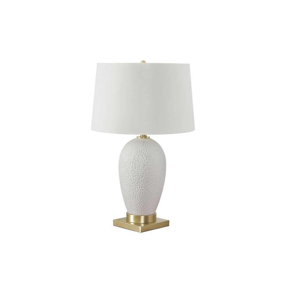 ="Lighting, 26""H, Table Lamp, White Ceramic, Ivory / Cream Shade, Transitional. Picture 1
