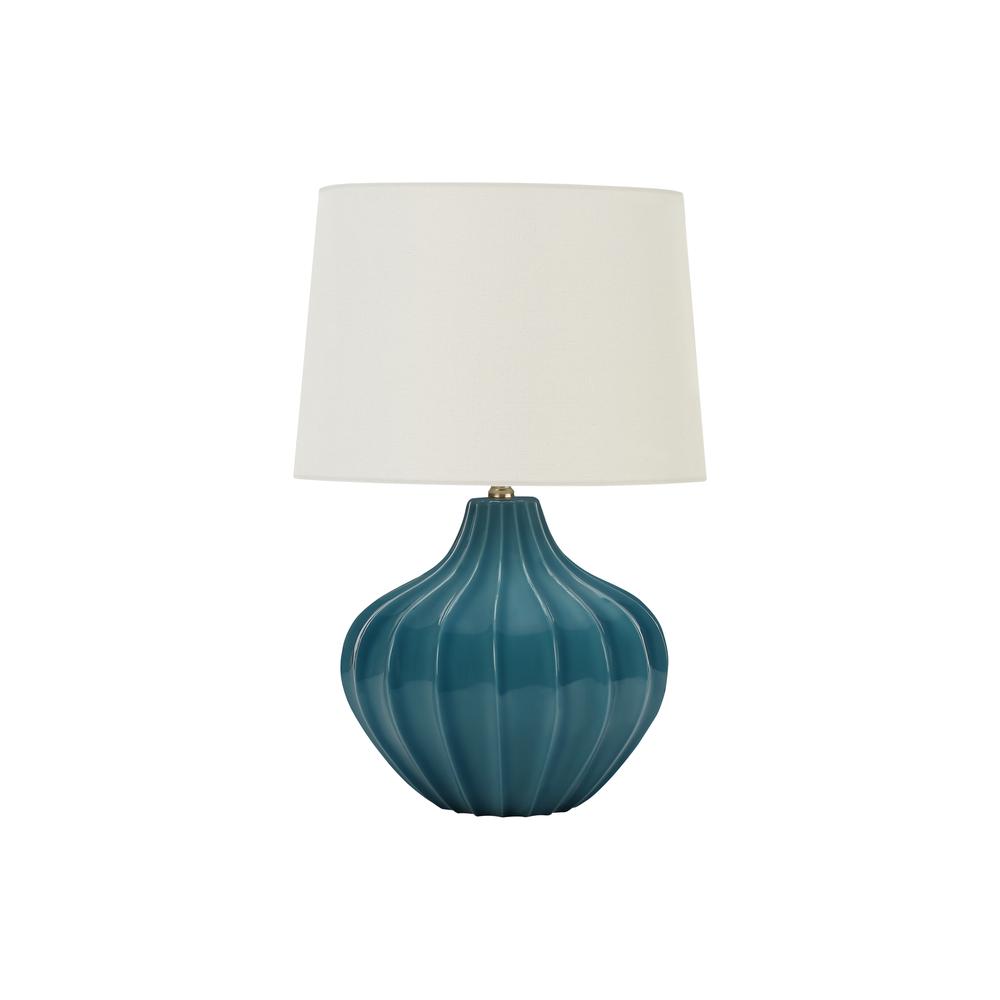 Lighting, 24"H, Table Lamp, Blue Ceramic, Ivory / Cream Shade, Transitional. Picture 1