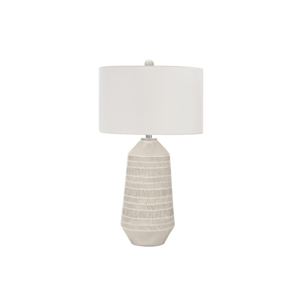 ="Lighting, 33""H, Table Lamp, Ivory / Cream Shade, Cream Ceramic, Contemporary. Picture 1