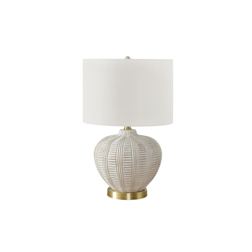 Lighting, 21"H, Table Lamp, Ivory / Cream Shade, Cream Resin, Transitional. Picture 1