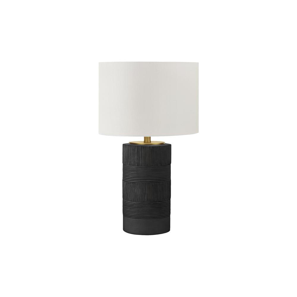 Lighting, 24"H, Table Lamp, Black Resin, Ivory / Cream Shade, Contemporary. Picture 1