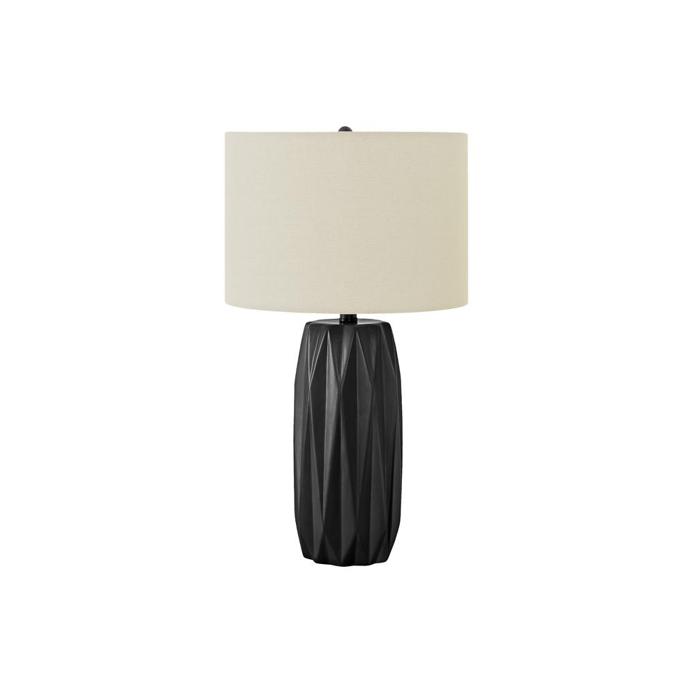 ="Lighting, 25""H, Table Lamp, Black Ceramic, Ivory / Cream Shade, Contemporary. Picture 1