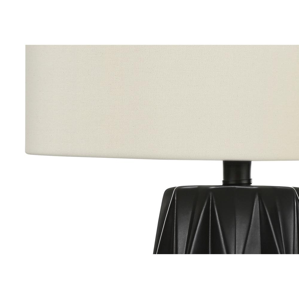 ="Lighting, 25""H, Table Lamp, Black Ceramic, Ivory / Cream Shade, Contemporary. Picture 2