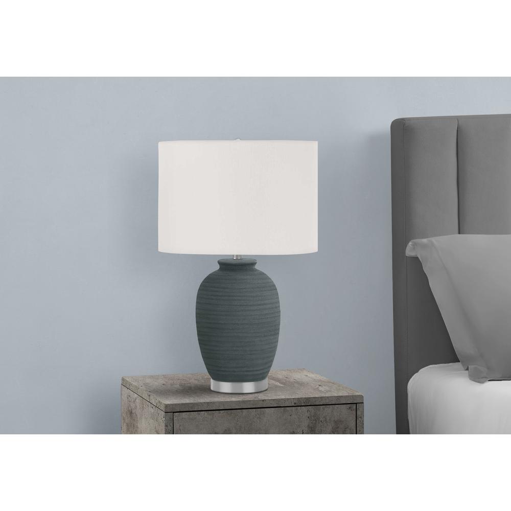 Lighting, 24"H, Table Lamp, Blue Ceramic, Ivory / Cream Shade, Contemporary. Picture 6